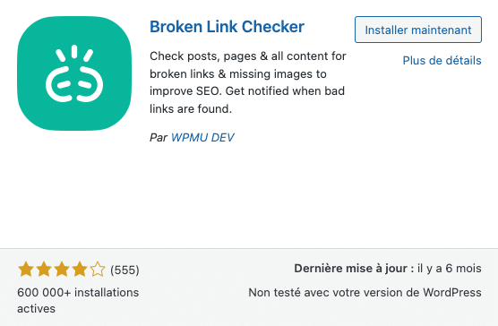 Broken link checker - meilleur plugin seo wordpress