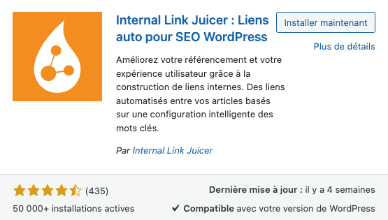 Internal link juicer - meilleur plugin seo wordpress