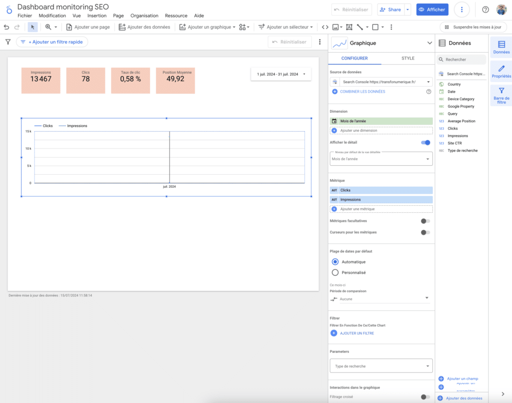 dashboard seo - suprimer element de  date