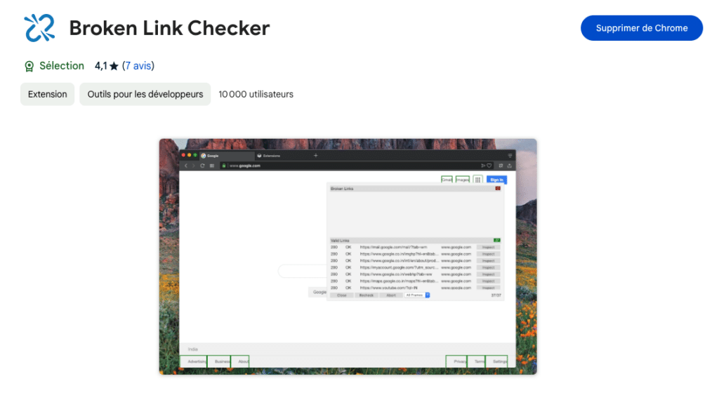 plugin seo chrome - broken link checker