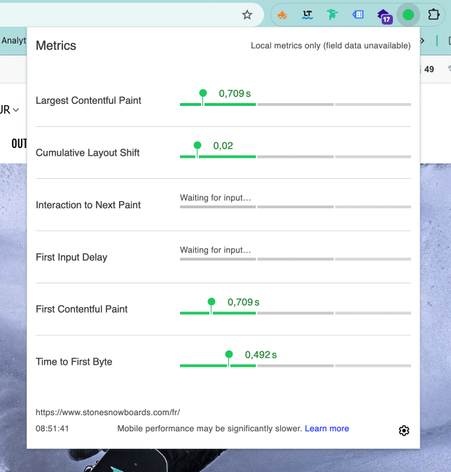 plugin seo chrome - web vitals demo