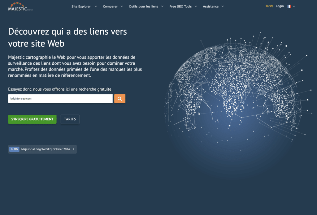 Outil d'analyse des backlinks - majestic