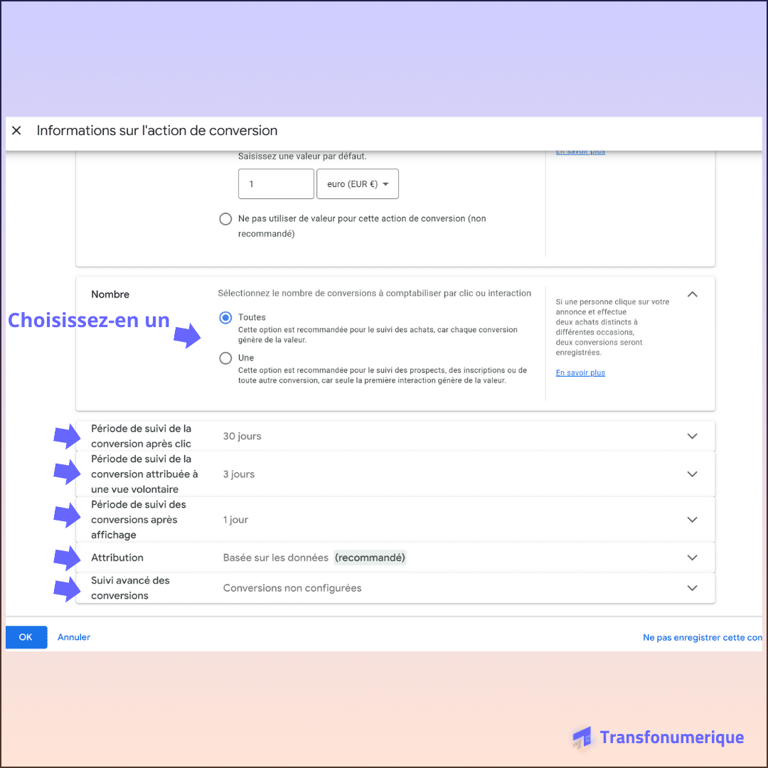 Paramétrer le suivi de conversion